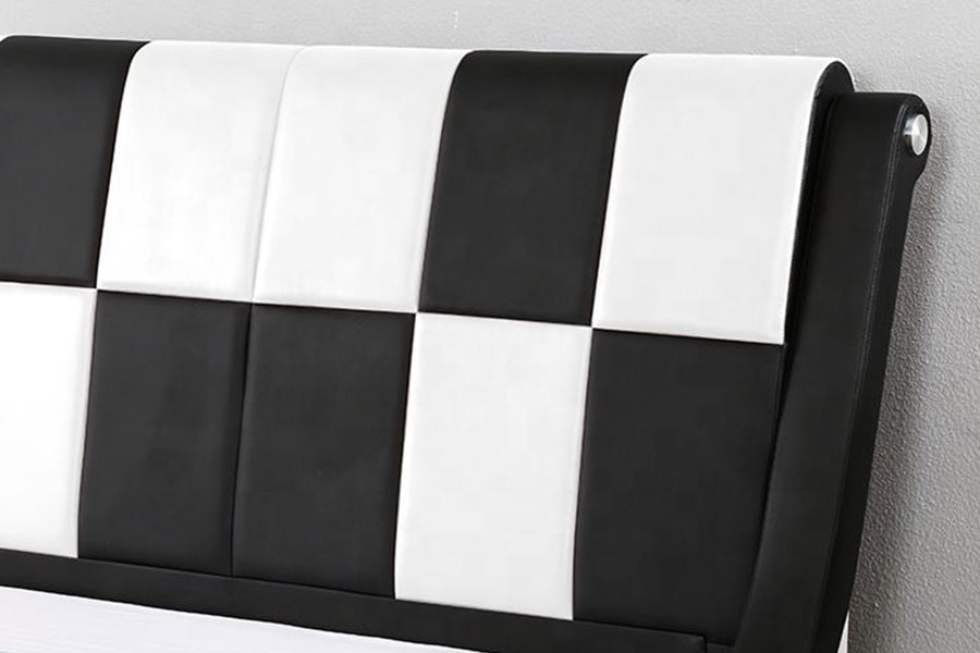1443 Cama estofada dupla king size em couro sintético PU