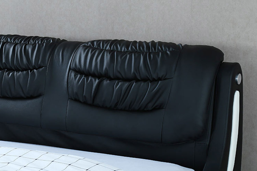 1441 Cama de couro com design minimalista moderno e cama estofada