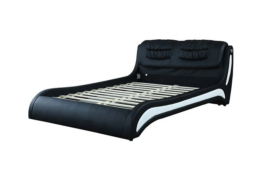 1441 Cama de couro com design minimalista moderno e cama estofada