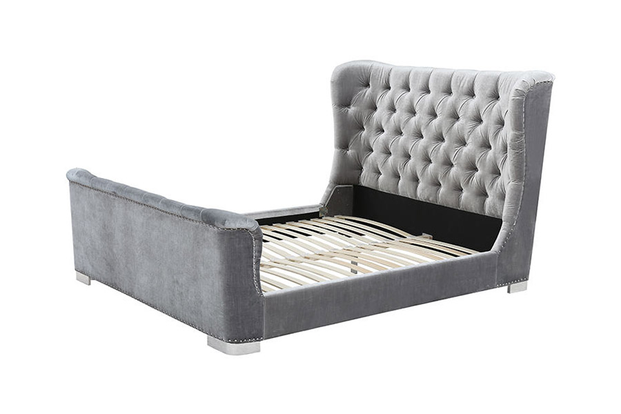 Cama estofada com plataforma estofada de design moderno 1413