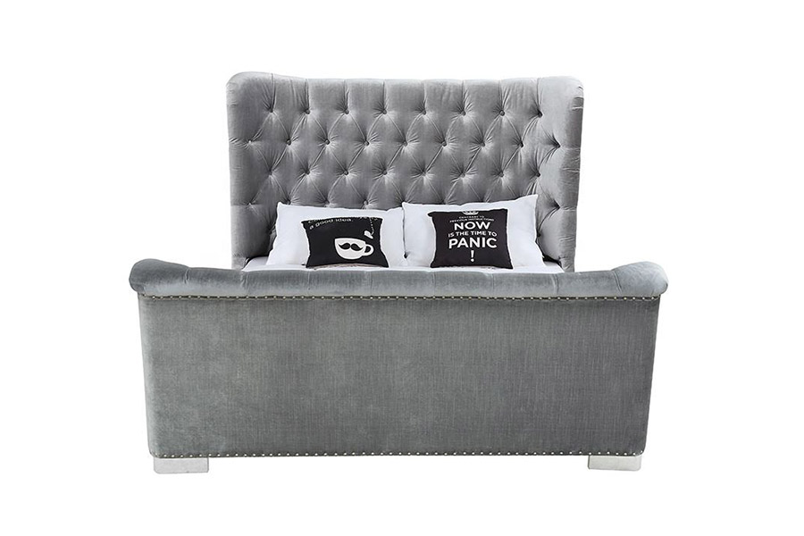 Cama estofada com plataforma estofada de design moderno 1413