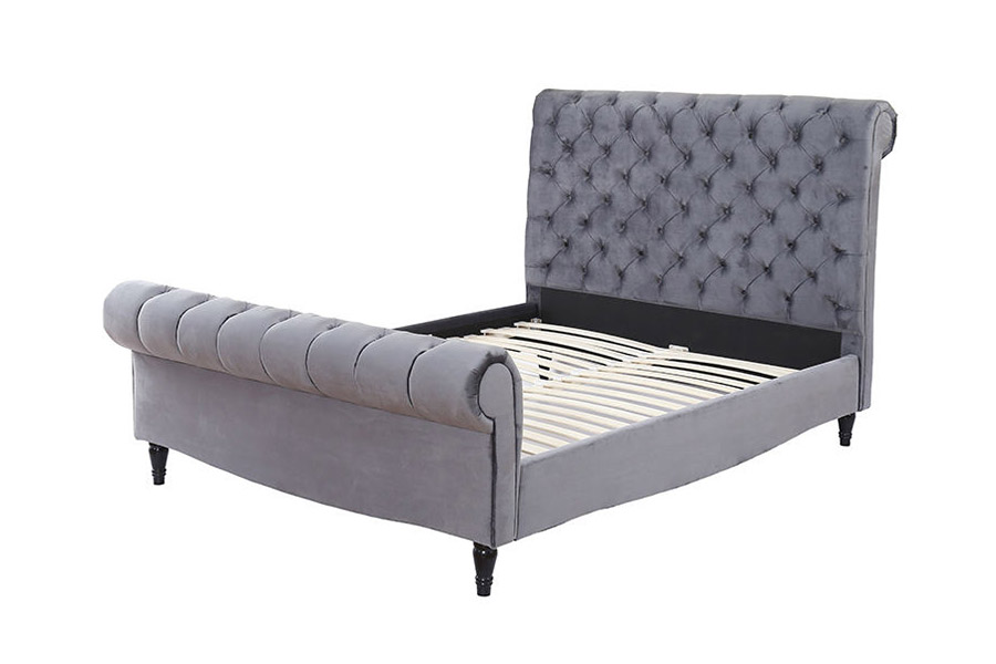 Cama de trenó com cabeceira alta luxuosa 1393 cama estofada