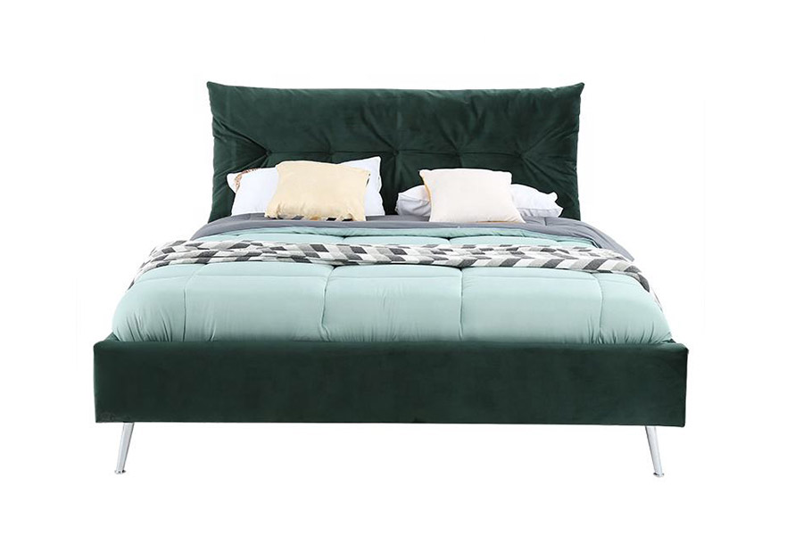 Cama estofada em tecido de veludo de estilo simples e moderno 1392