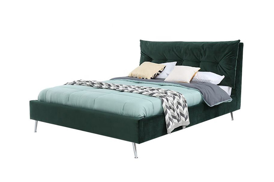 Cama estofada em tecido de veludo de estilo simples e moderno 1392