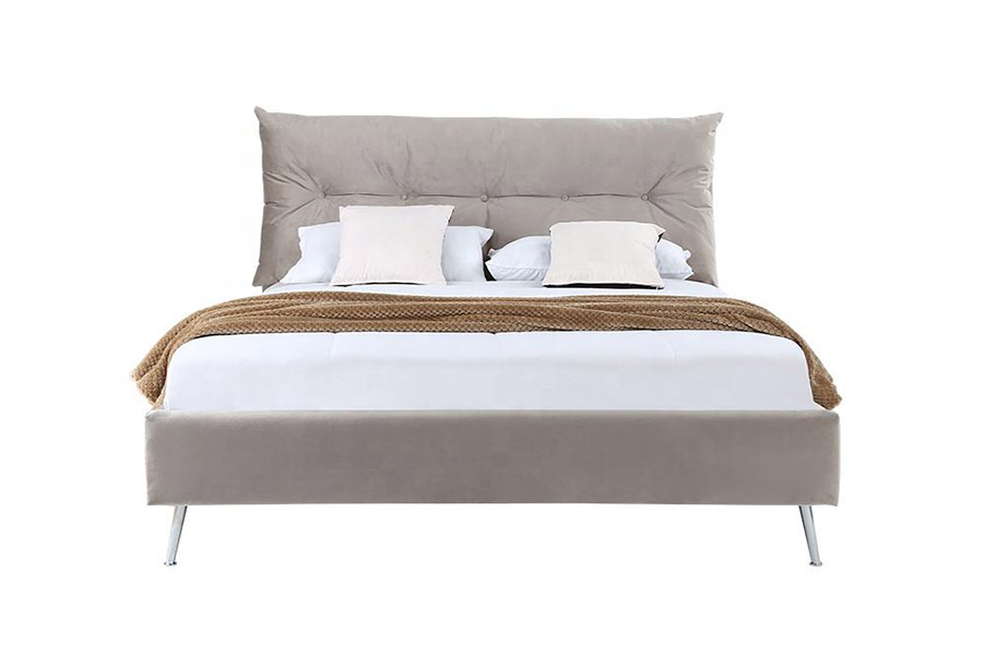 Cama estofada em tecido de veludo de estilo simples e moderno 1392