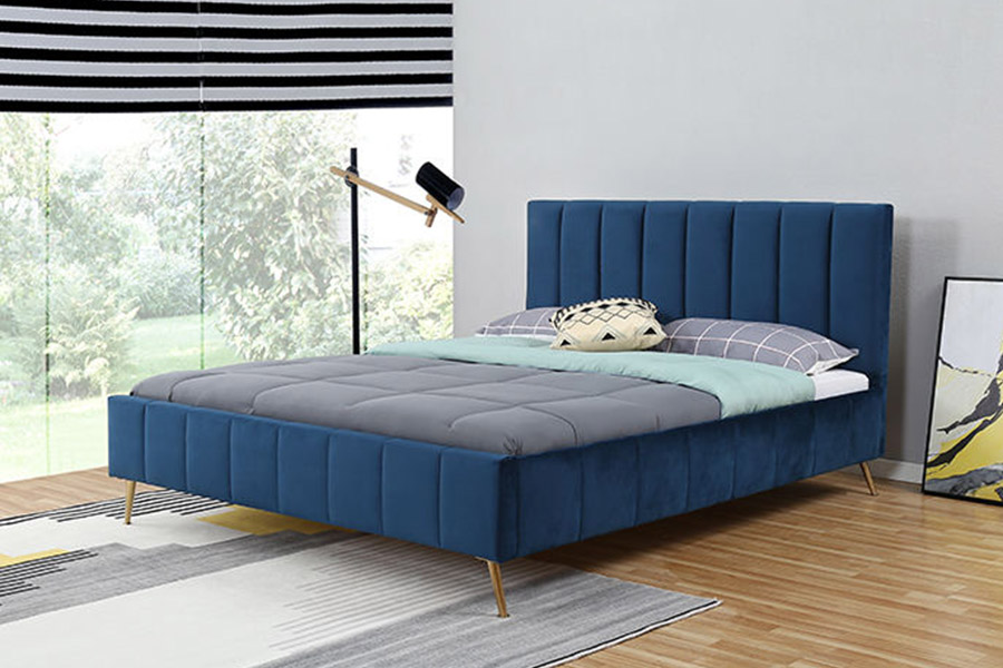 Cama de casal estilo moderno 1382 cama estofada em madeira maciça