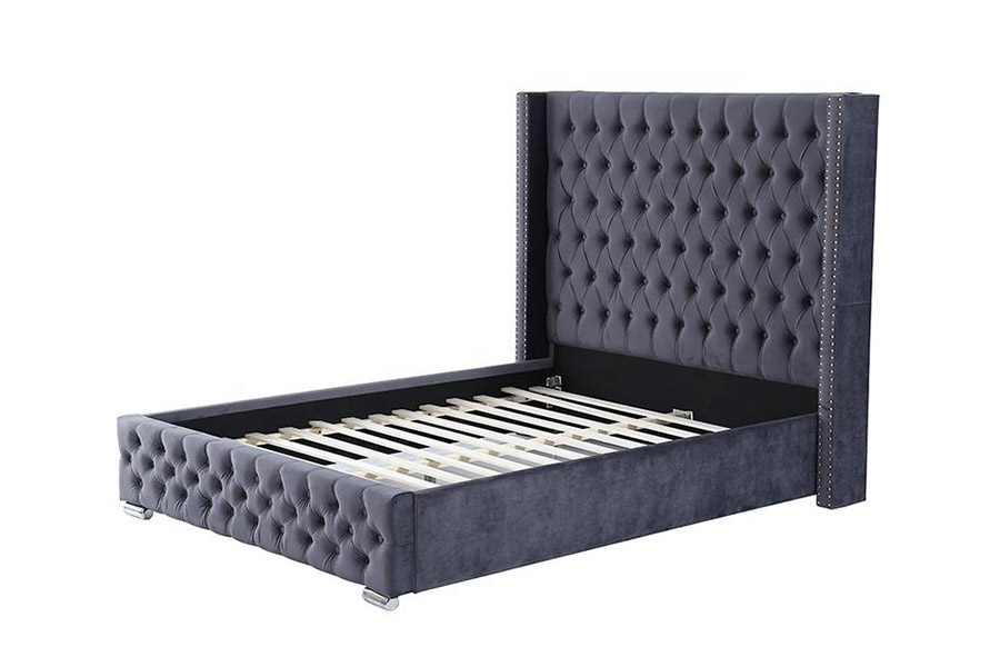 Cama estofada com design de luxo moderno 1351 Wingback Bed