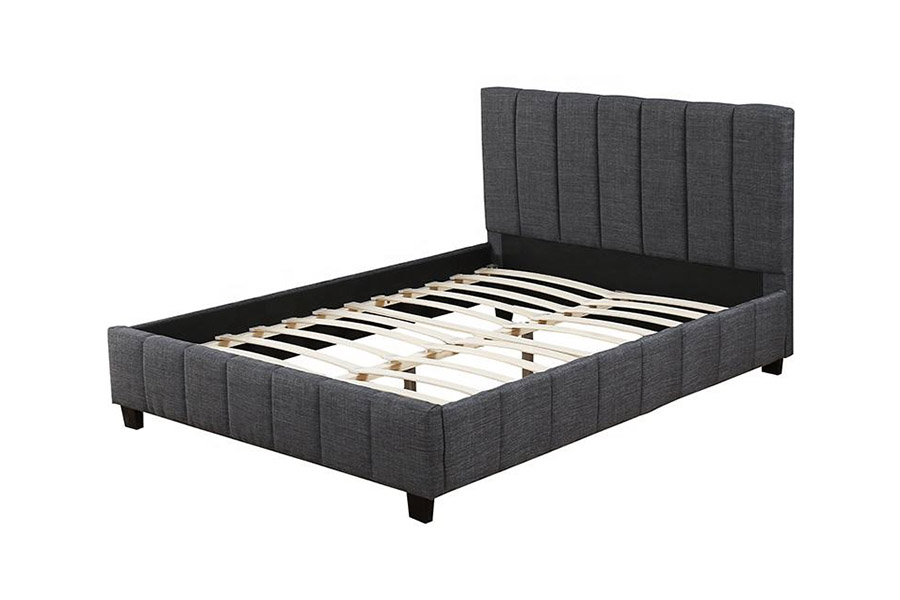 Cama estofada em tecido de pelúcia cinza moderno 1333