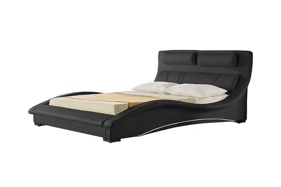 Cama estofada em couro com design curvo clássico 1840