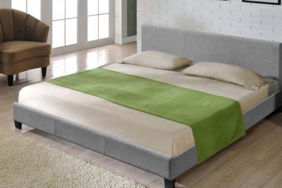 Cama estofada em couro PU com design simples e moderno 1864