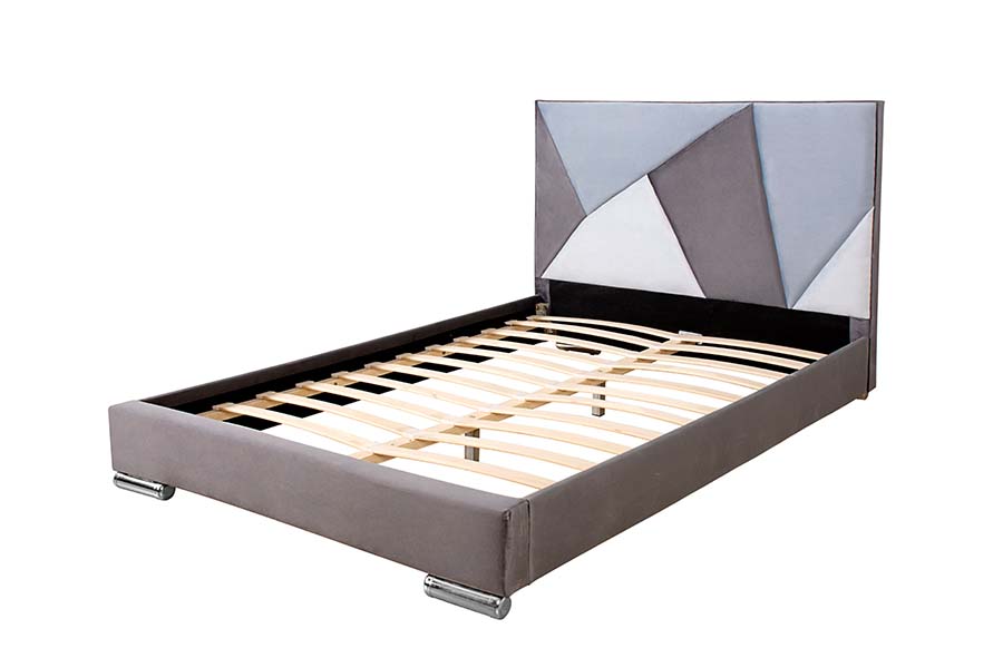 Cama de solteiro de couro sintético 1571 com cabeceira com código de cores e camas infantis
