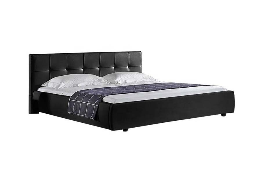 Estrutura de cama estofada com LED branco PU macio 1813