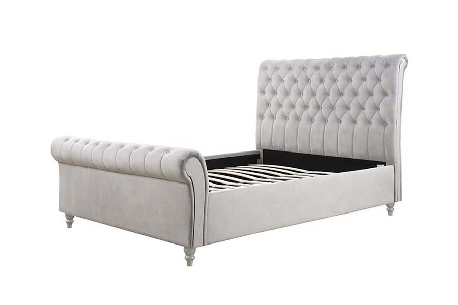 Cama de trenó clássica 1563, cama estofada