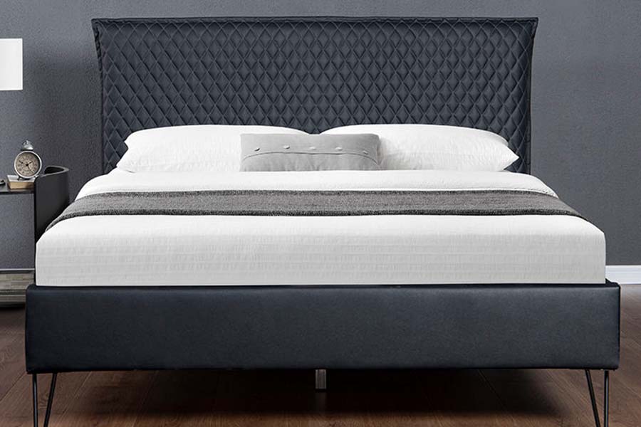 Cama estofada de estilo moderno com cama Bett de couro 1664