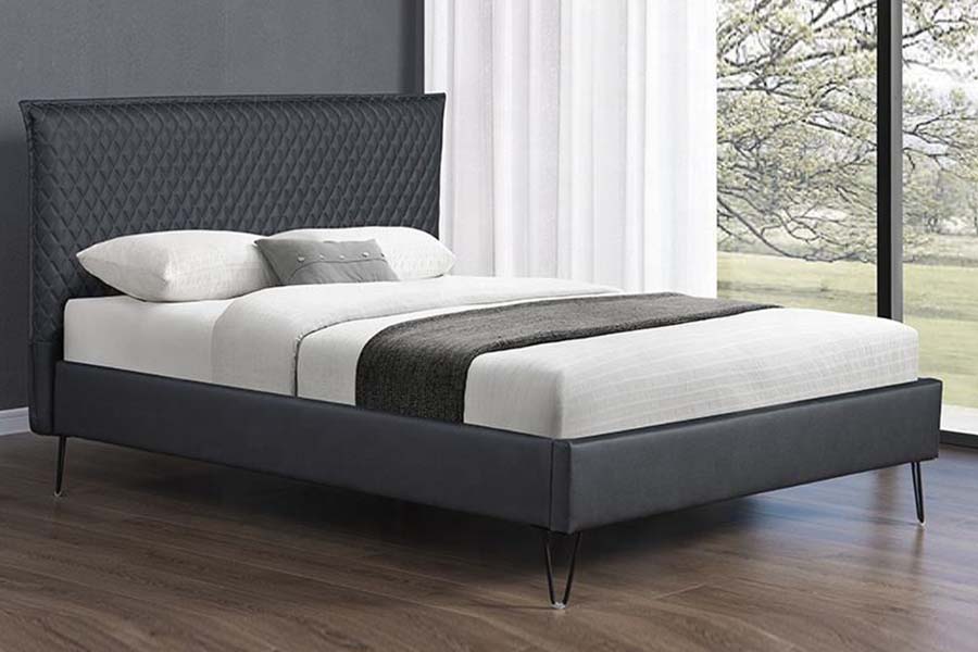 Cama estofada de estilo moderno com cama Bett de couro 1664