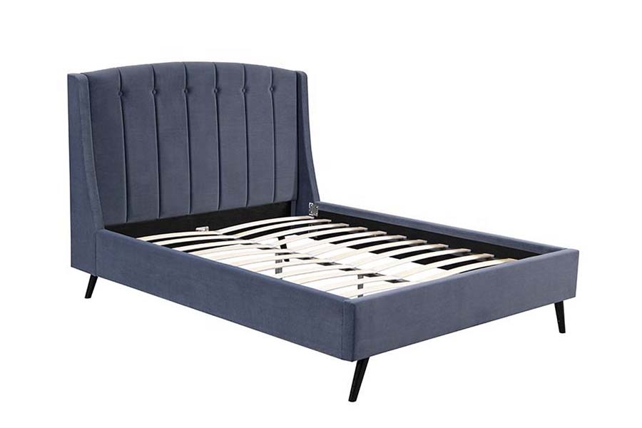 Cama estofada dupla de madeira de veludo 1663