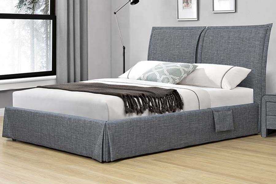 1530 camas estofadas tela de linho quadro estofado da cama do armazenamento