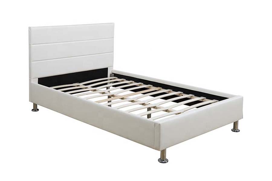 Cama estofada com painel de cabeceira de bloco quadrado 1639