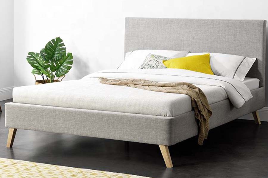 Cama estofada de estofamento macio com estrutura de madeira de tamanho duplo 1525