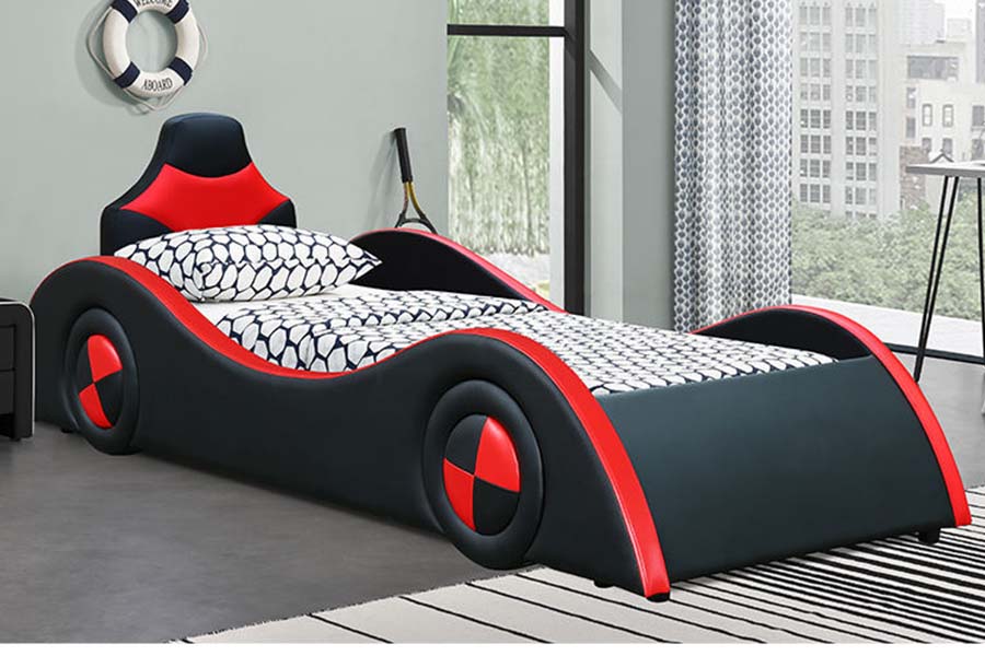 Cama de couro 1510 com formato legal, camas de carro para crianças