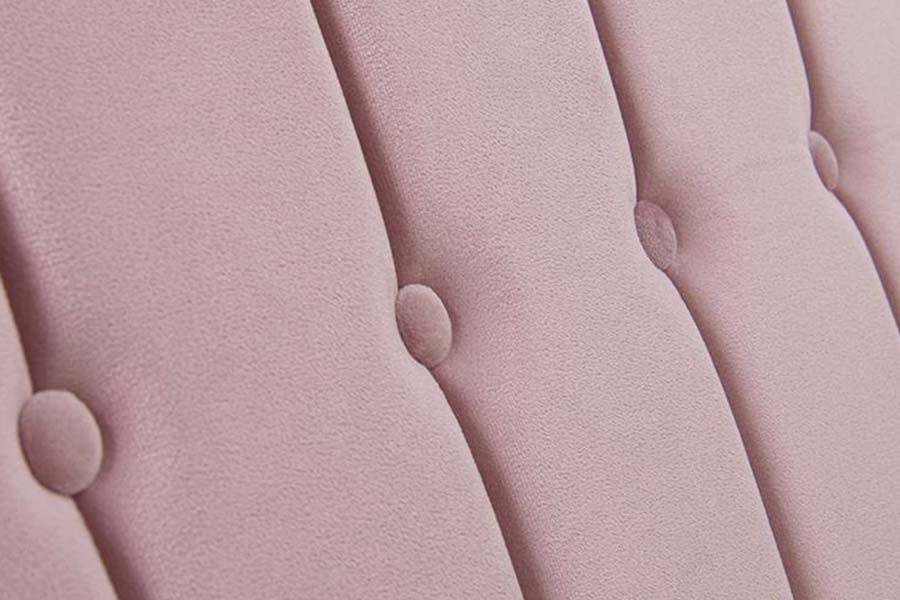 Tecido de veludo rosa 1598 com cama estofada em painel de madeira