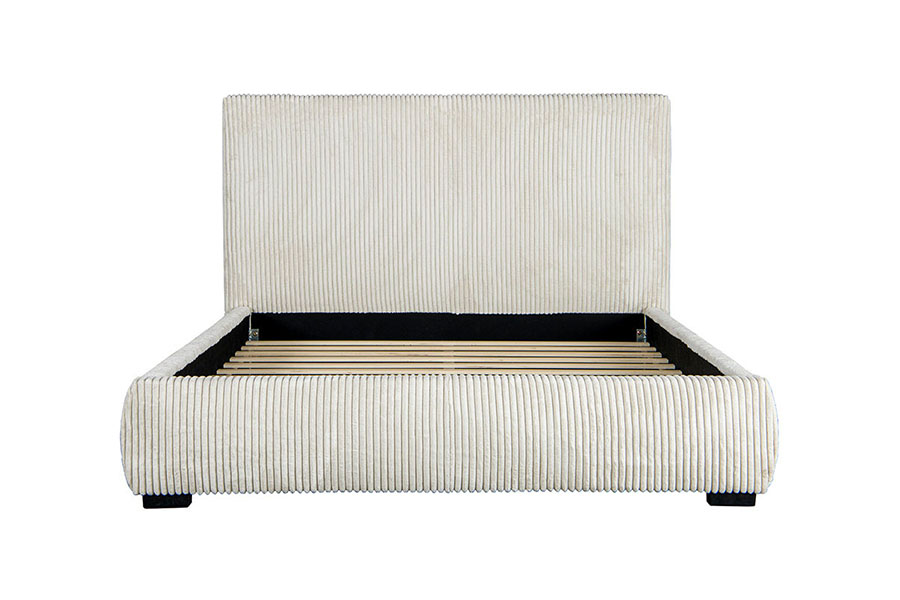 Cama estofada com cabeceira concisa de veludo cotelê 4256
