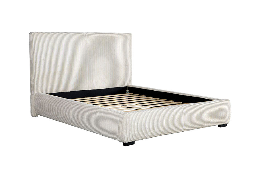 Cama estofada com cabeceira concisa de veludo cotelê 4256