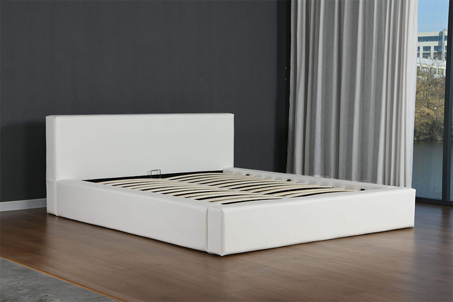 Estrutura de cama de couro sintético minimalista escandinavo 4246