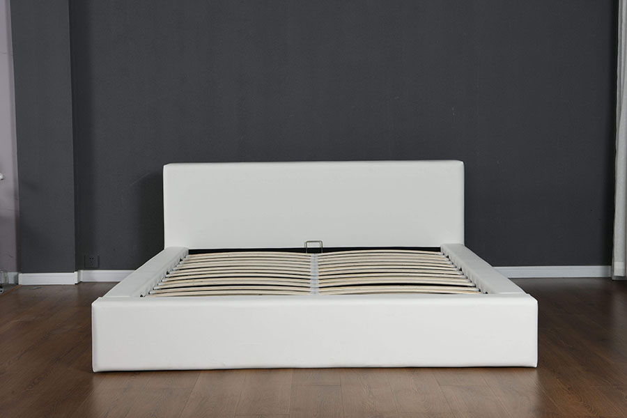 Estrutura de cama de couro sintético minimalista escandinavo 4246