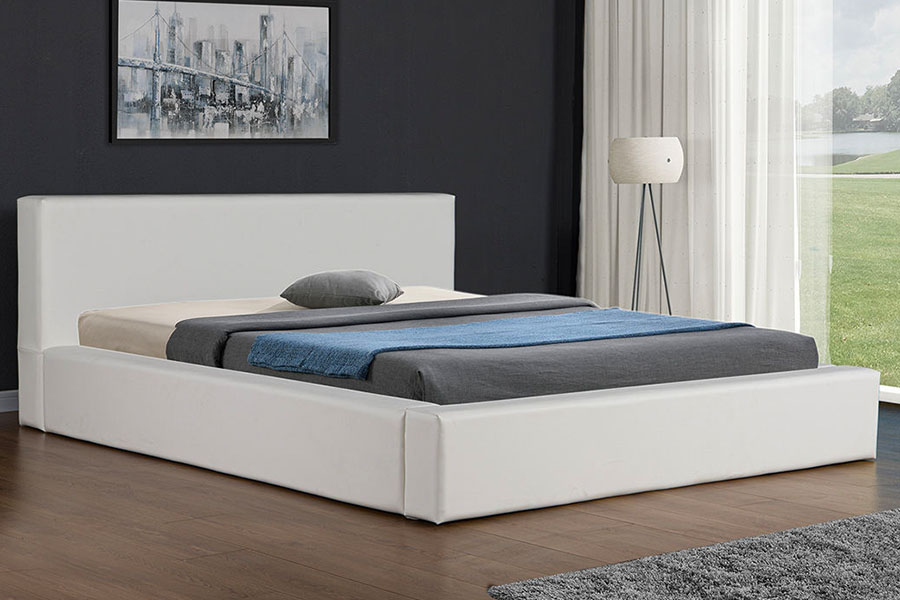 Estrutura de cama de couro sintético minimalista escandinavo 4246