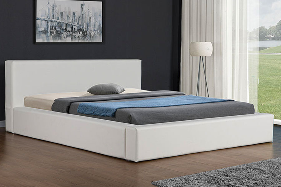 Estrutura de cama de couro sintético minimalista escandinavo 4246