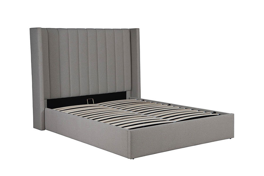 Estrutura de cama estofada para armazenamento em tecido de linho 4242