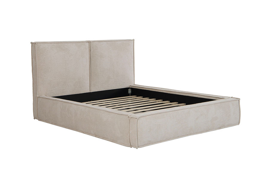 Cama estofada em tecido de veludo cotelê 4213 Tofu-Design