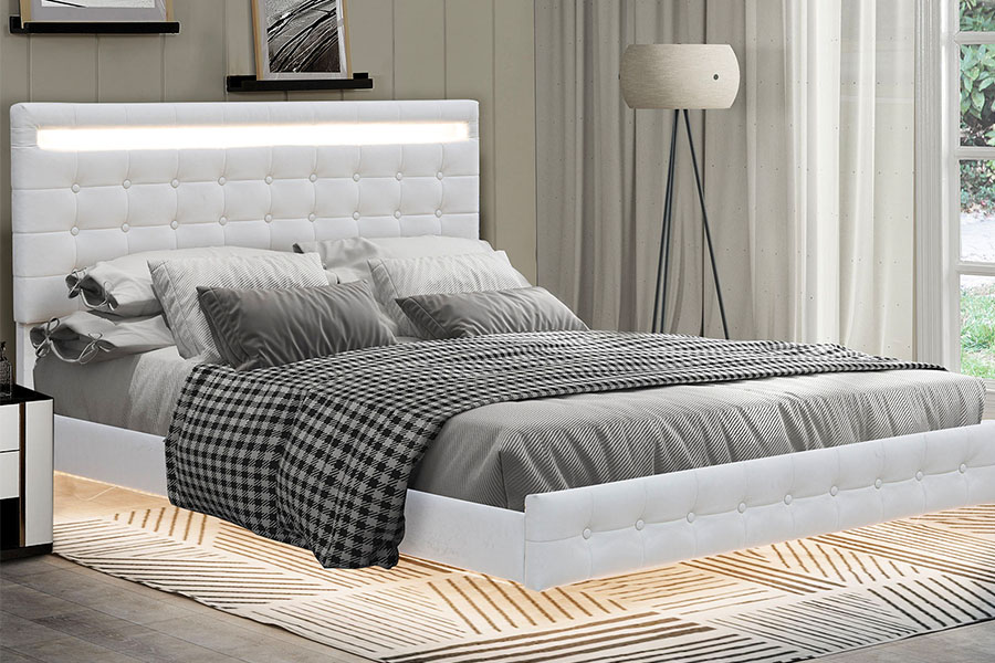 4209 Estrutura de cama estofada com LED ajustável king-size