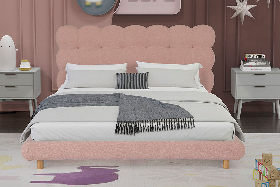 4134 Cama estofada de lã sherpa de design francês