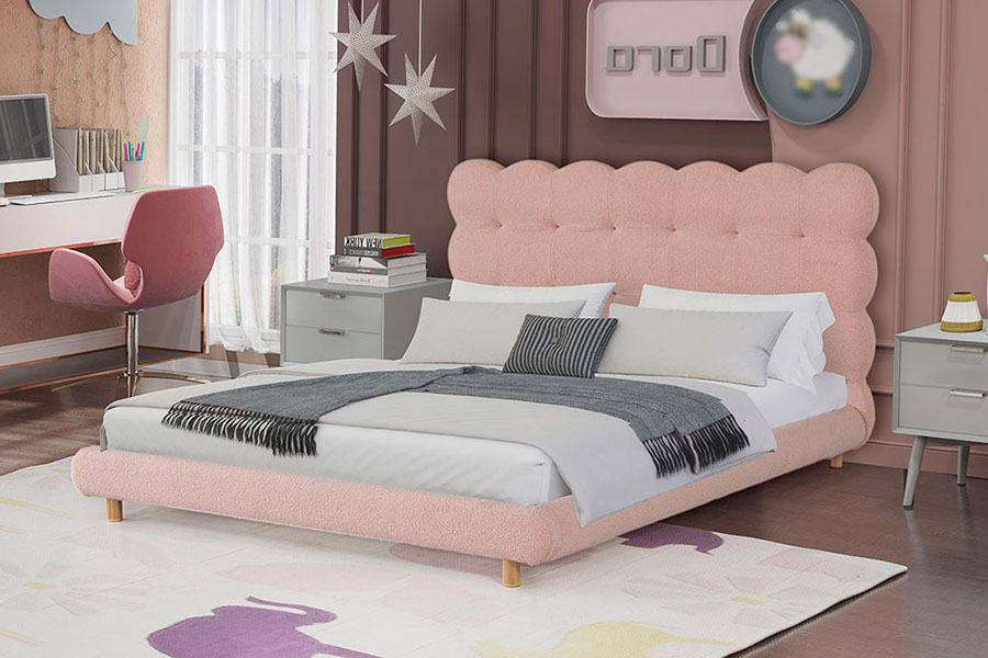 4134 Cama estofada de lã sherpa de design francês