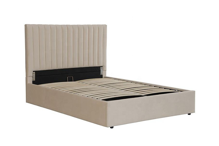 Estrutura de cama de armazenamento otomana de veludo leve e luxuoso 4088
