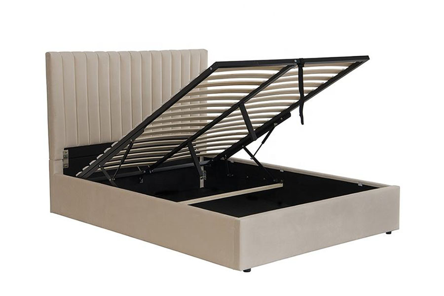 Estrutura de cama de armazenamento otomana de veludo leve e luxuoso 4088