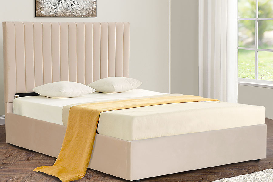 Estrutura de cama de armazenamento otomana de veludo leve e luxuoso 4088