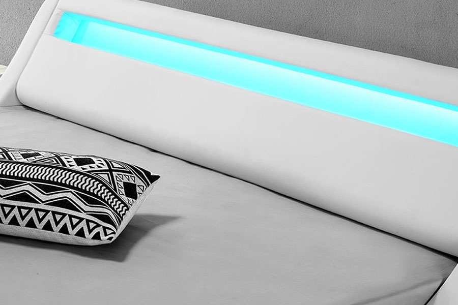 1137-1 Estrutura de cama estofada em couro Smart LED King Storage