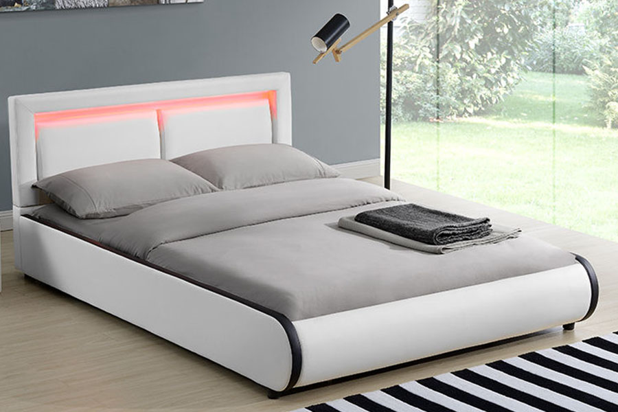 1124-1 quadro de cama estofado de couro almofadado LED europeu moderno