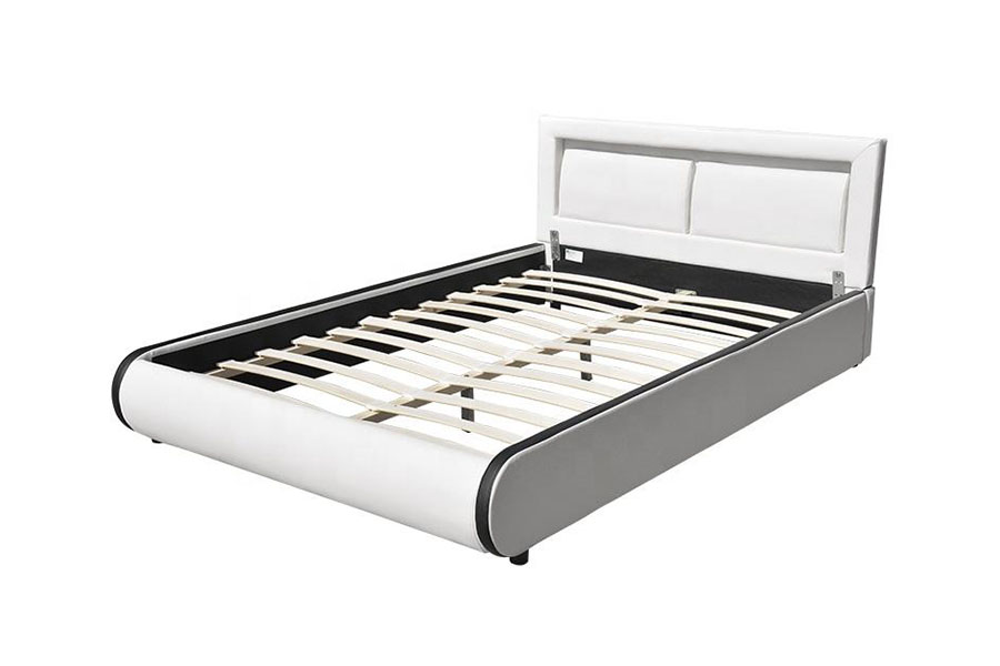 1124-1 quadro de cama estofado de couro almofadado LED europeu moderno