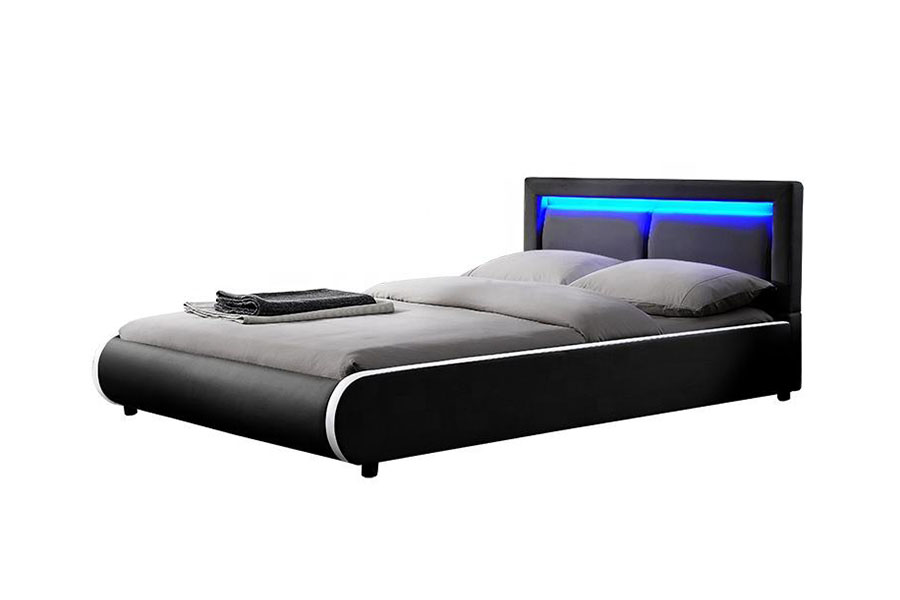 1124-1 quadro de cama estofado de couro almofadado LED europeu moderno