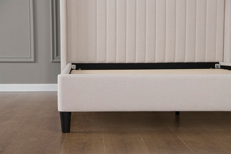 Cama de plataforma minimalista de linho tufado 4905