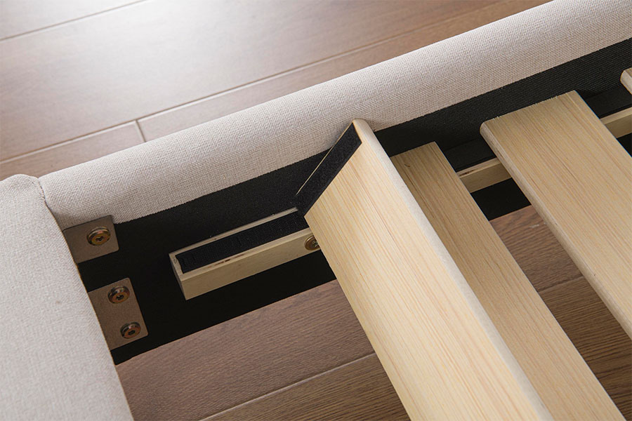 Cama de plataforma minimalista de linho tufado 4905