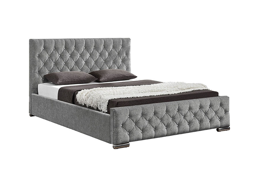 1151G Luxury Velvet Lift King Storage Tufted Bed Frame