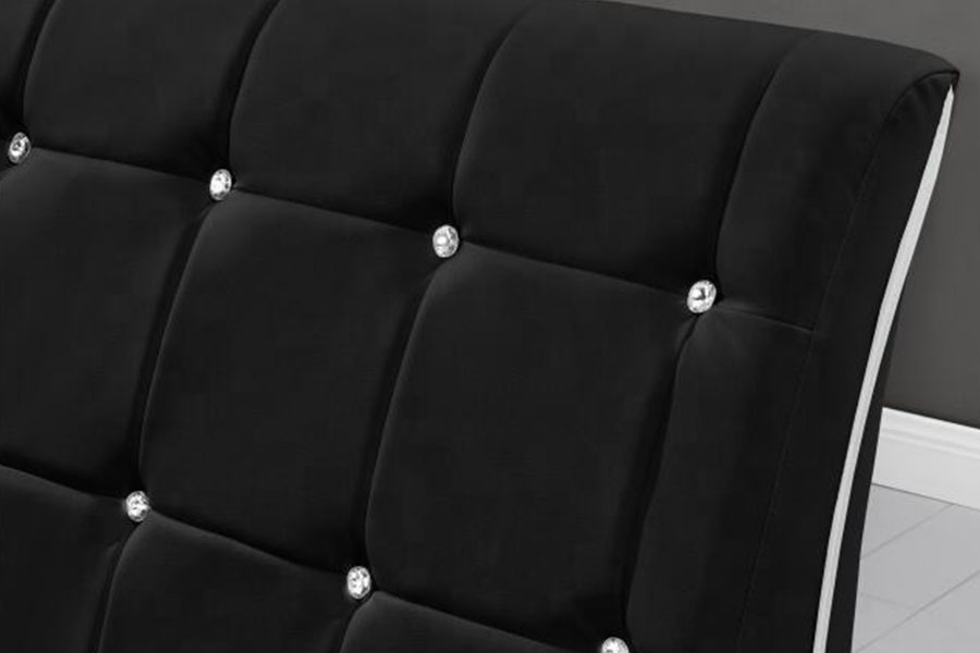 1144-1 Estrutura de cama estofada LED de luxo em couro falso tufado