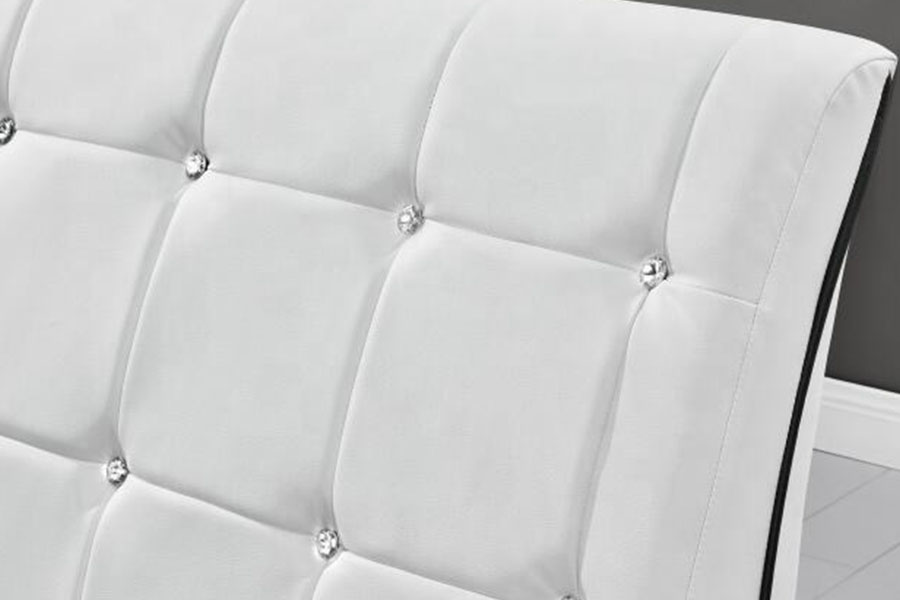 1144-1 Estrutura de cama estofada LED de luxo em couro falso tufado