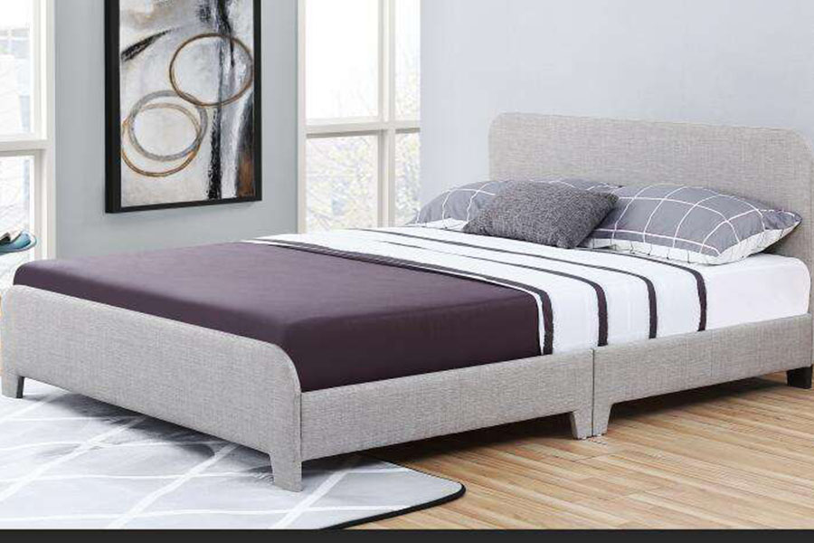 1142-3 Cama estofada com pacote de uma caixa em tecido de linho moderno