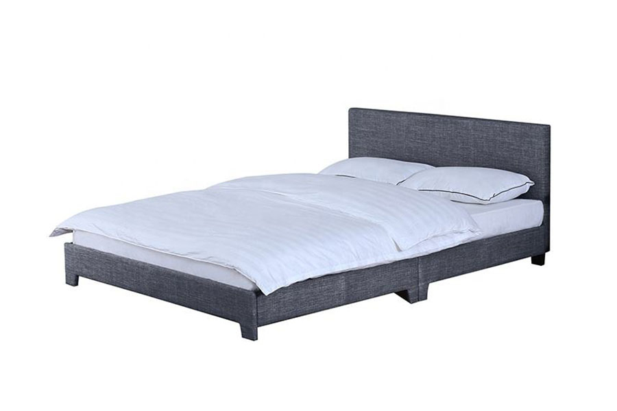 1142-2 Estrutura de cama queen-size de madeira em tecido de linho estilo americano